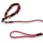 Preview: Leinen-Halsband-Set aus Tau und Leder geflochten, Zugstop, kranichbeere und schwarz Preview: Leinen-Halsband-Set aus Tau und Leder geflochten, Zugstop, kranichbeere und schwarz