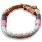Preview: Halsband aus Tau und Leder, mit Schnalle, flower power und cognac braun Preview: Halsband aus Tau und Leder, mit Schnalle, flower power und cognac braun