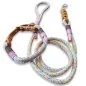 Preview: Leinen-Halsband-Set Tau und Leder geflochten, mit Schnalle, flower power und cognac braun Preview: Leinen-Halsband-Set Tau und Leder geflochten, mit Schnalle, flower power und cognac braun