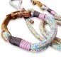 Preview: Leinen-Halsband-Set Tau und Leder geflochten, mit Schnalle, flower power und cognac braun