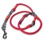 Preview: Leine aus Tau und Leder, verstellbar, rot velvet und grau Preview: Leine aus Tau und Leder, verstellbar, rot velvet und grau