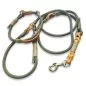 Preview: Leinen-Halsband-Set Tau und Leder Zugstop, army green