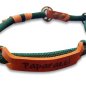 Preview: Halsband aus Tau und Leder, mit Name "Paparazzi", Zugstop, dark grün und cognac braun