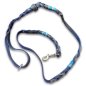 Preview: Leine Leder Mix geflochten, blau