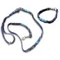 Preview: Leinen-Halsband-Set Leder Mix, blau