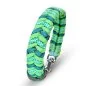 Preview: Halsband aus geflochtenem Paracord in den Farben leaf grün / alphine grün / white kelly green spiral. Beschläge Farbe nickel