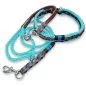 Preview: Leinen-Halsband-Set Tau und Leder, maya blau