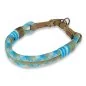 Preview: Zugstop Halsband für Hunde aus Tau / Seil Farbe bombay blau / holy guacamole und Leder Farbe olive. Beschläge messing antik. Preview: Zugstop Halsband für Hunde aus Tau / Seil Farbe bombay blau / holy guacamole und Leder Farbe olive. Beschläge messing antik.
