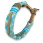 Preview: Zugstop Halsband für Hunde aus Tau / Seil Farbe bombay blau / holy guacamole und Leder Farbe olive. Beschläge messing antik. Preview: Zugstop Halsband für Hunde aus Tau / Seil Farbe bombay blau / holy guacamole und Leder Farbe olive. Beschläge messing antik.