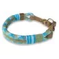 Preview: Zugstop Halsband für Hunde aus Tau / Seil Farbe bombay blau / holy guacamole und Leder Farbe olive. Beschläge messing antik. Preview: Zugstop Halsband für Hunde aus Tau / Seil Farbe bombay blau / holy guacamole und Leder Farbe olive. Beschläge messing antik.