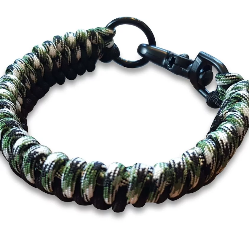 Halsband Paracord geflochten, schwarz camo