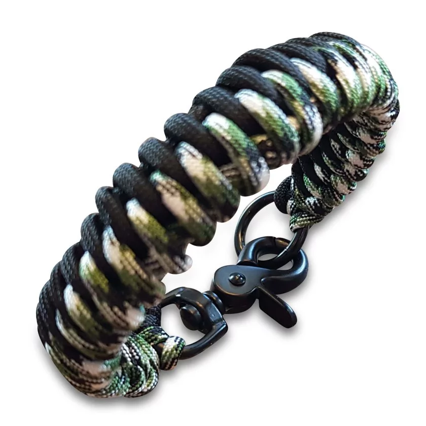 Halsband Paracord geflochten, schwarz camo