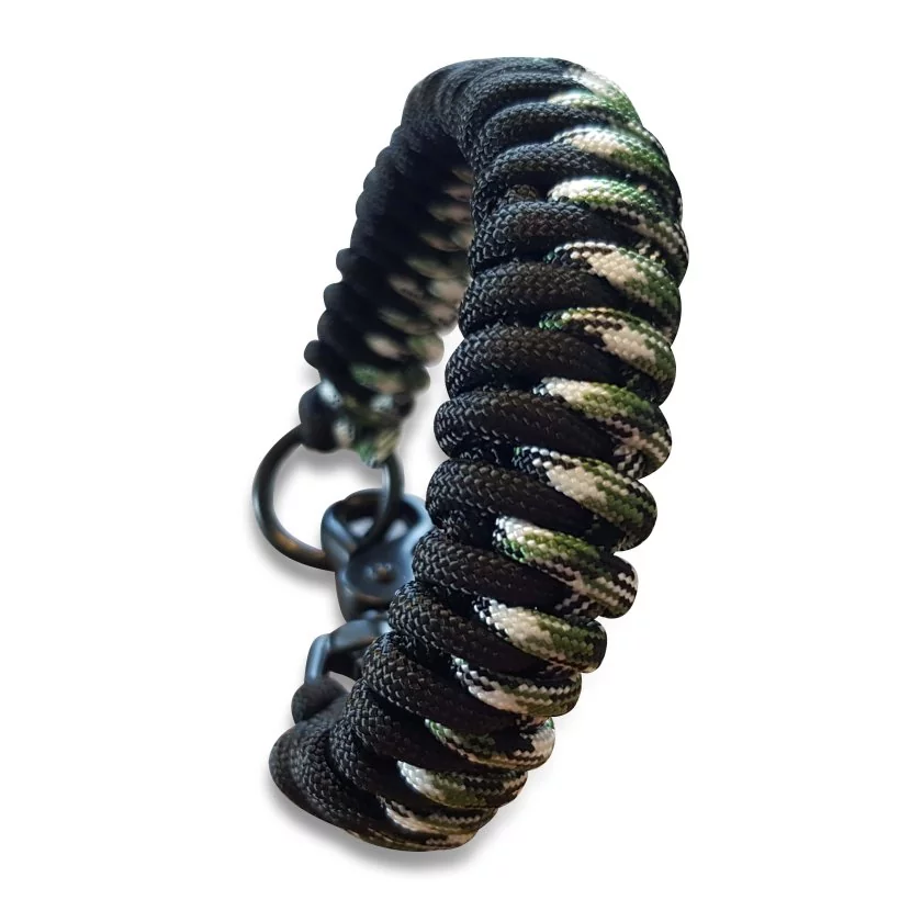 Halsband Paracord geflochten, schwarz camo