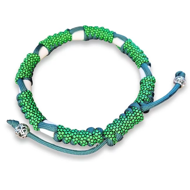 EM-Keramik-Halsband Paracord geflochten, alphine grün