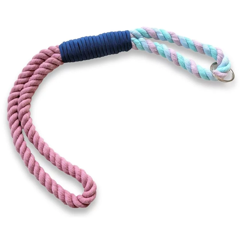 Schlüsselband aus Baumwollseil zum umhängen Farbe lavender rosa und marshmallow Beschläge in Farbe silbern
