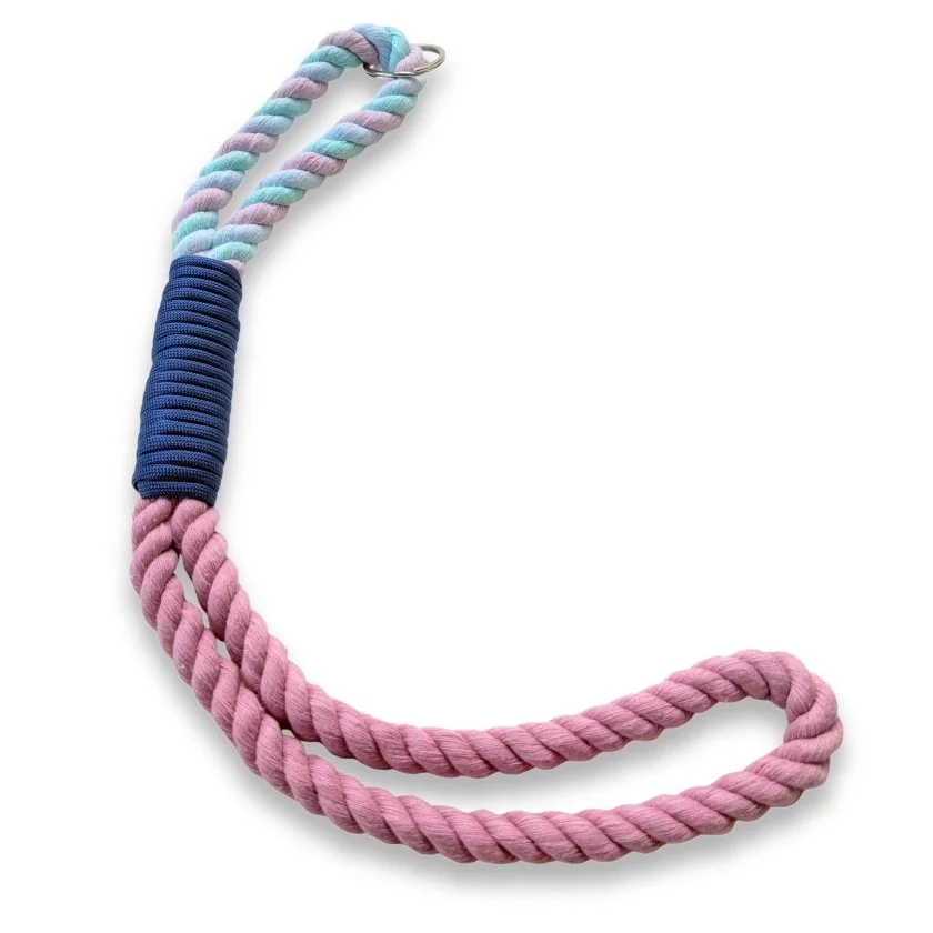 Schlüsselband aus Baumwollseil zum umhängen Farbe lavender rosa und marshmallow Beschläge in Farbe silbern