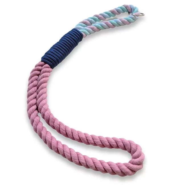 Schlüsselband aus Baumwollseil zum umhängen Farbe lavender rosa und marshmallow Beschläge in Farbe nickel