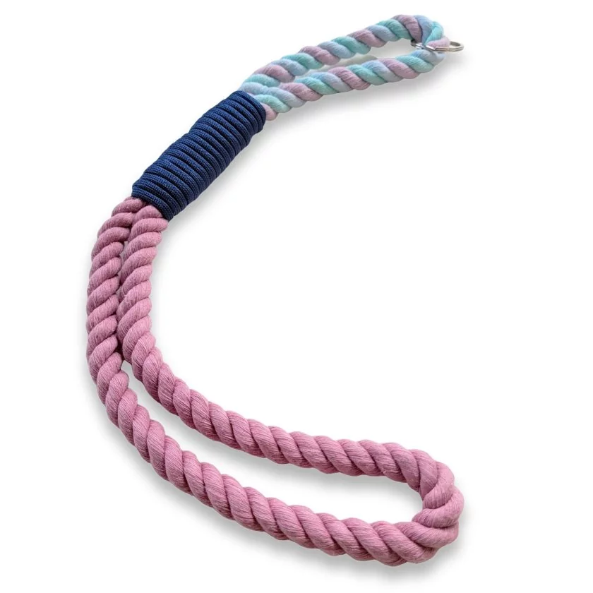 Schlüsselband aus Baumwollseil zum umhängen Farbe lavender rosa und marshmallow Beschläge in Farbe silbern
