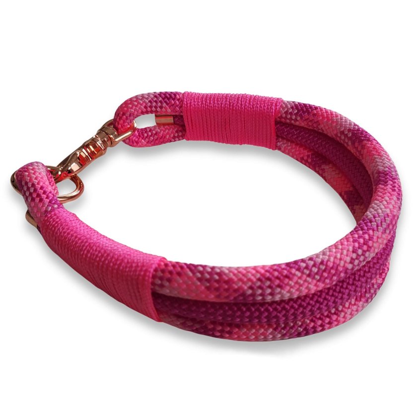 Halsband Tau und Leder, wild fuchsia