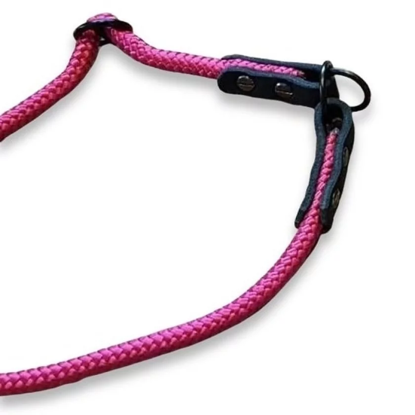 Halsband Tau und Leder Zugstop kranichbeere und schwarz Halsband Tau und Leder Zugstop kranichbeere und schwarz