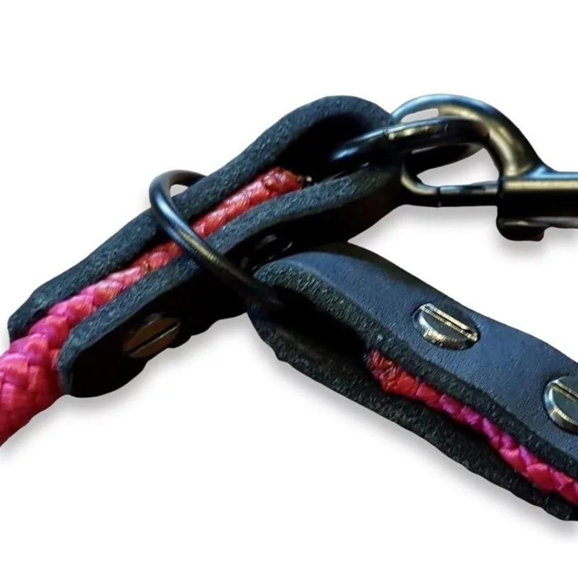 Leinen-Halsband-Set Tau und Leder Zugstop Detail Verschluss Leinen-Halsband-Set Tau und Leder Zugstop Detail Verschluss