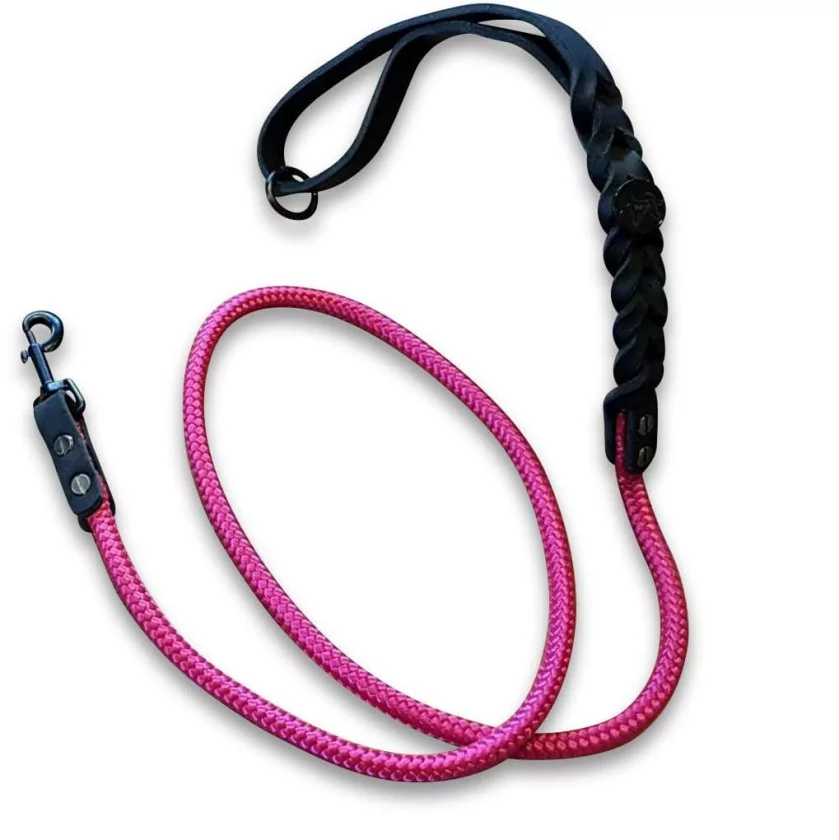 Leine Tau und Leder kranichbeere und schwarz Leine Tau und Leder kranichbeere und schwarz