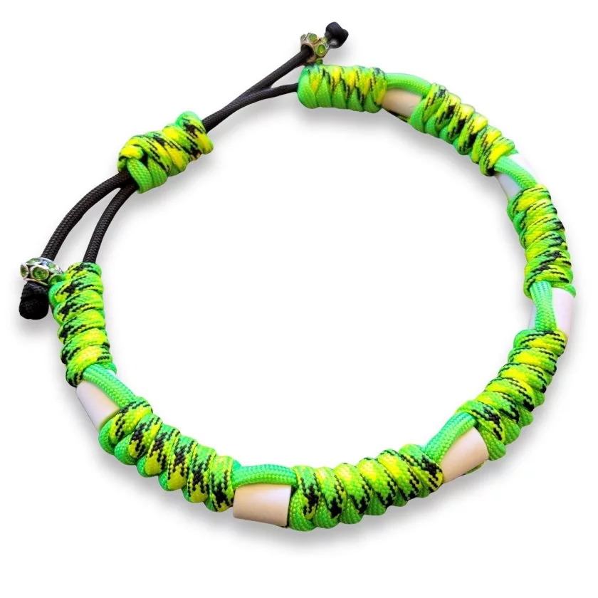 EM-Keramik-Halsband aus Paracord mit EM-Keramik dragonfly / ultra neon grün