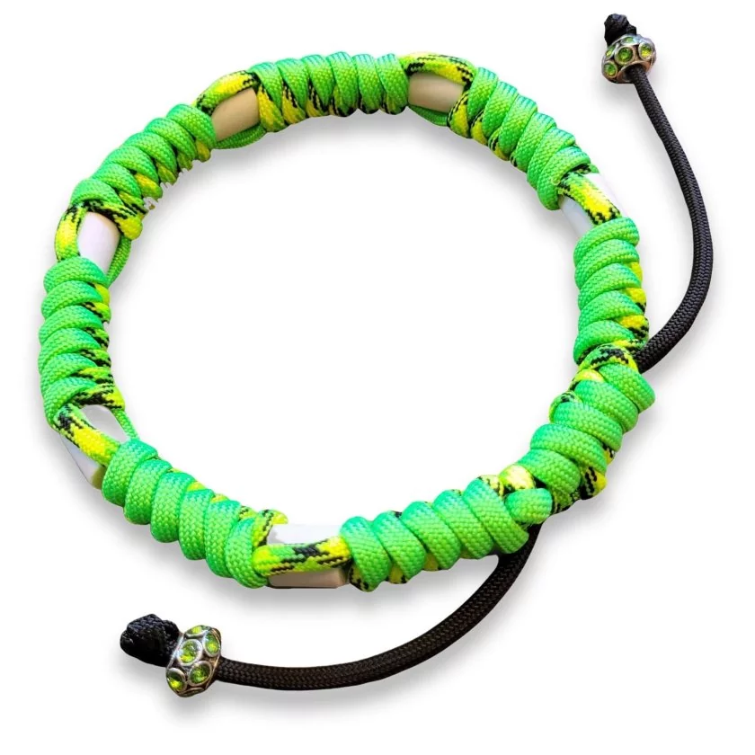 EM-Keramik-Halsband aus Paracord mit EM-Keramik dragonfly / ultra neon grün