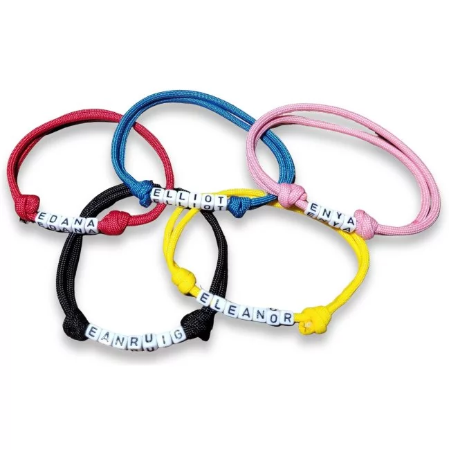 5 Welpen-Halsbänder / Markierungshalsbänder mit Namensperlen: firetruck rot, caribbean blau, ballet rosa, schwarz, canary gelb