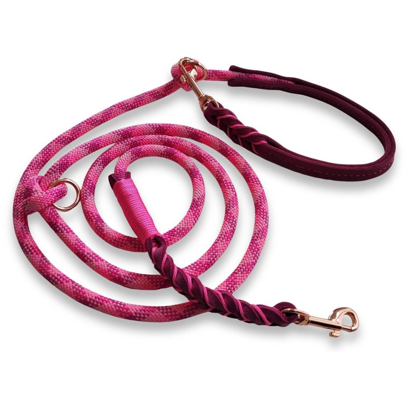 Leine Tau wild fuchsia und Leder rosa