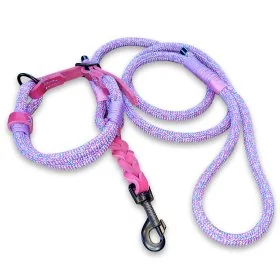 Leinen-Halsband-Set Tau und Leder, little pony und beere, Beschläge schwarz, Halsband mit Schnalle