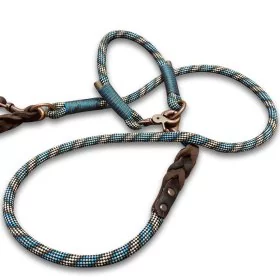 Leinen-Halsband-Set Tau und Leder, turkish antique