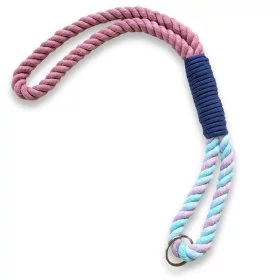 Mobile Preview: Schlüsselband aus Baumwollseil zum umhängen Farbe lavender rosa und marshmallow Beschläge in Farbe nickel