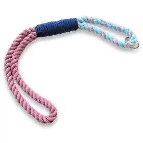 Mobile Preview: Schlüsselband aus Baumwollseil zum umhängen Farbe lavender rosa und marshmallow Beschläge in Farbe silbern