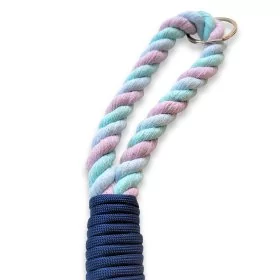 Mobile Preview: Schlüsselband aus Baumwollseil zum umhängen Farbe lavender rosa und marshmallow Beschläge in Farbe silbern