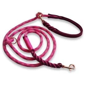 Mobile Preview: Leine Tau wild fuchsia und Leder rosa