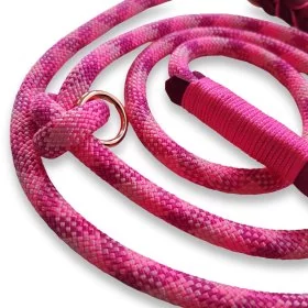 Mobile Preview: Leine Tau wild fuchsia und Leder rosa